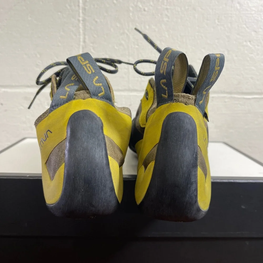 La Sportiva Finale Yellow Brown Black Rock Climbing Shoes‎ Lace up Men's 12.5 US